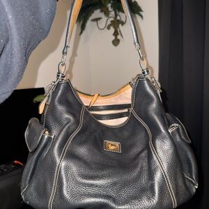 Dooney & Bourke Black and Tan Leather Shoulder Bag